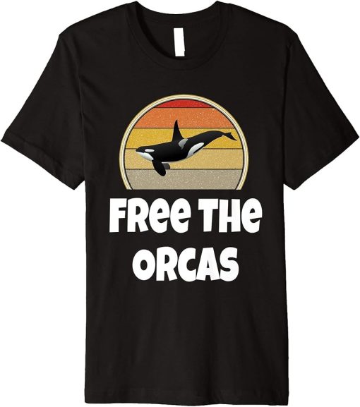 Funny Orca Whale Shirt Ocean Sea Gift Retro Free The Orcas Premium T-Shirt