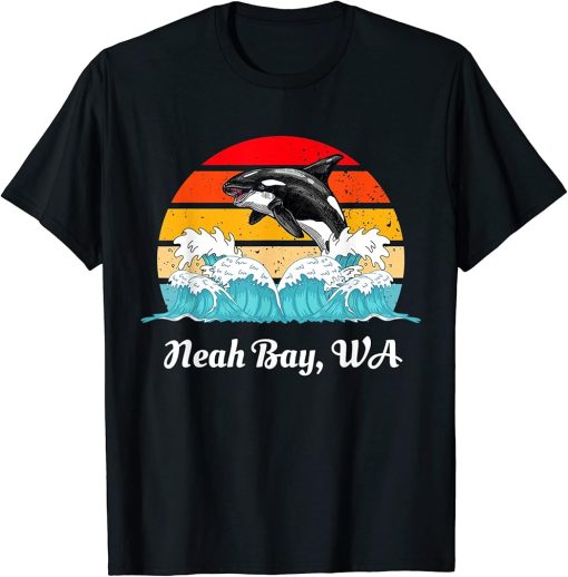 Vintage Neah Bay WA Distressed Orca Killer Whale Art T-Shirt