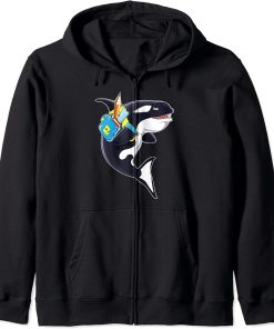 Cute Back To School Orca Whale T Shirt For Girls Zip Hoodie