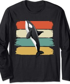 Retro Killer Whale Art 80s Orca Whale Old School Classic Gif Long Sleeve T-Shirt