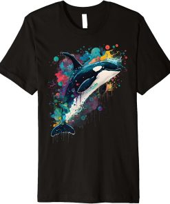 Colourful mystical orca whale watching dolphin pottwhale orca whale Premium T-Shirt