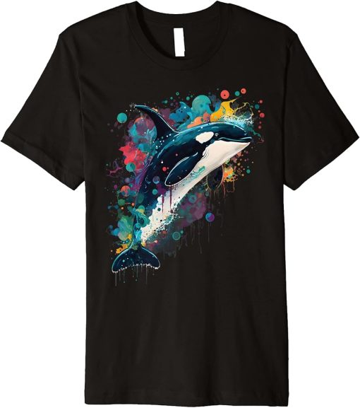 Colourful mystical orca whale watching dolphin pottwhale orca whale Premium T-Shirt